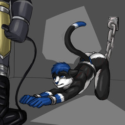 all_fours ambiguous_gender anthro ass_up athletic bdsm black_body black_fur blue_body blue_eyes blue_fur blue_hair blue_nose bodily_fluids bondage bound butt chain chained clothed clothing cuff_(restraint) dominant dominant_ambiguous duo forced fur grey_body grey_fur hair handcuffed handcuffs inside iron_cuffs kneeling male male/ambiguous master metal_cuffs nude prostrating restraints slave submissive submissive_male tears uniform whip whip_mark whipping white_body white_fur literaturabdsm nintendo star_fox leopold_(waitforrain) wolf_o'donnell canid canine canis domestic_cat felid feline felis mammal wolf 1:1 2020 digital_media_(artwork) hi_res