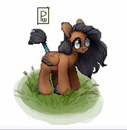 blind brown_body brown_fur disability female feral fur simple_background solo white_background wings poisewritik hasbro my_little_pony mythology nicole_(poisewritik) equid equine mammal mythological_creature mythological_equine pegasus digital_media_(artwork) pixel_(artwork)
