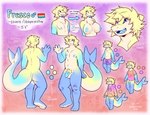 anthro big_tail breasts clothed clothing dialogue lgbt_pride male partially_clothed pubes solo tail demibido fresco_(character) fish marine shark absurd_res hi_res model_sheet