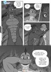 anthro anthrofied casual_nudity comic dialogue dragon duo english_text fan_character featureless_crotch friendship_is_magic hasbro hi_res male mature_anthro mature_male monochrome muscular muscular_anthro muscular_male my_little_pony mythological_creature mythological_scalie mythology nude pia-sama scalie smile social_nudity spike_(mlp) stone_quartz_(oc) text url