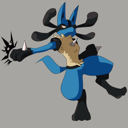 3_fingers ambiguous_gender anthro attack big_ears black_body black_fur blue_body blue_fur fangs fingers fur pose red_eyes simple_background solo spikes spikes_(anatomy) tail tan_body tan_fur teeth darkluxia nintendo pokemon generation_4_pokemon lucario pokemon_(species) 1:1 2017 hi_res