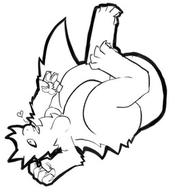 4_toes 5_fingers anthro breasts feet female fingers fur gesture hand_gesture heart_symbol lying on_back pawpads simple_background solo toes v_sign white_background bigsteppies mythology charlotte_(bigsteppies) dragon furred_dragon furred_scalie mythological_creature mythological_scalie scalie black_and_white hi_res monochrome