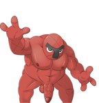 3_fingers balls biped black_eyes black_nose eyebrows fingers flaccid foreskin front_view generation_5_pokemon genitals hi_res humanoid humanoid_genitalia humanoid_penis male musclegut muscular nintendo nipples not_furry nude ofstrial overweight overweight_male pecs penis pokemon pokemon_(species) red_body red_skin retracted_foreskin solo throh unibrow vein veiny_penis