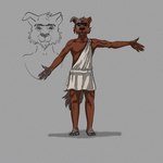 anthro eyebrows greek_clothing looking_at_viewer male solo unibrow diogenesthedog diogenes canid canine canis domestic_dog mammal 1:1 hi_res