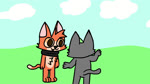 anthro brown_pupils curled_up duo fur gesture green_hair grey_scarf hair hand_gesture male male/male orange_body orange_fur pointing pupils scarf tail teeth tinky axe_the_shopkeeper tinky_(character) domestic_cat felid feline felis mammal 16:9 animated hi_res meme short_playtime sound webm widescreen