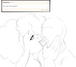 anthro ask_blog female french_kissing human_on_anthro interspecies kissing licking_tongue male male/female mature_female tongue tongue_out dreamy_pride livia_(dreamypride) bovid caprine human mammal sheep digital_media_(artwork) hi_res monochrome