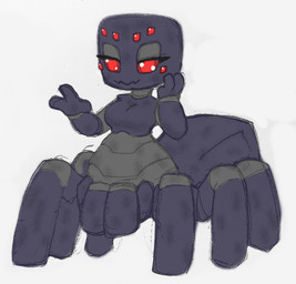 3_fingers arthropod_abdomen big_breasts black_body breasts chibi exoskeleton female fingers multi_eye multi_leg multi_limb narrowed_eyes red_eyes shortstack smile solo silvershield88 microsoft minecraft mojang xbox_game_studios arachnid arachnid_taur arthropod arthropod_taur spider spider_(minecraft) spider_taur taur colored_sketch digital_media_(artwork) guide_lines hi_res sketch