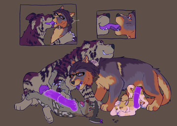 abdominal_bulge anal anal_penetration animal_genitalia animal_penis anus ass_up big_penis bodily_fluids breath collar equine_genitalia equine_penis erection extreme_french_kiss feral forced foursome french_kissing fucked_silly fur genitals group group_sex hair hand_on_belly internal kissing living_condom long_tongue looking_pleasured lying male male/male male_penetrated male_penetrating male_penetrating_male on_back open_mouth panting penetration penile penile_penetration penis penis_size_difference purple_body purple_fur rape sex simple_background size_difference tail tongue tongue_out x-ray_view puppyratcat alien canid canine felid feline herpestid hybrid mammal meerkat xog