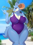 anthro beach beckoning bedroom_eyes big_breasts big_butt blue_body breasts butt camel_toe claws clothed clothing curvy_figure detailed_background dominant dominant_female female gesture half-closed_eyes horn looking_at_viewer mature_female narrowed_eyes open_mouth outside sand sea seaside seductive sky slightly_chubby slightly_chubby_anthro slightly_chubby_female smile smirk solo swimwear tan_body thick_thighs voluptuous water wide_hips ainava nintendo pokemon generation_1_pokemon nidoqueen pokemon_(species) digital_media_(artwork) hi_res