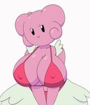 2021 2d_animation animated bedroom_eyes big_breasts black_eyes blinking blissey breasts clothed clothing digital_media_(artwork) female frame_by_frame generation_2_pokemon half-closed_eyes hi_res huge_breasts humanoid looking_at_viewer narrowed_eyes naughty_face nintendo nipple_outline not_furry pink_body pink_skin pokemon pokemon_(species) seductive short_playtime simple_background smile solo tansau white_background
