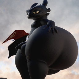 4_fingers anthro anthrofied balls big_butt black_body black_scales breasts butt circumcised featureless_breasts fingers genitals half-closed_eyes hand_on_butt huge_butt humanoid_genitalia humanoid_penis hyper hyper_butt male mouth_closed narrowed_eyes penis scales smile solo tail darkspite dreamworks european_mythology how_to_train_your_dragon mythology toothless dragon fury_(httyd) mythological_creature mythological_scalie night_fury scalie western_dragon 1:1 2025 3d_(artwork) digital_media_(artwork) english_description hi_res