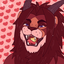 anthro blue_eyes bodily_fluids candy dessert drooling fangs food heart_symbol holidays horn looking_at_viewer male mane open_mouth saliva saliva_string solo suggestive_look teeth tongue anonymous_gardevoir valentine's_day charlie_(anonymousgardevoir) ambiguous_species chimera 1:1 absurd_res hi_res trans_(lore) trans_man_(lore)