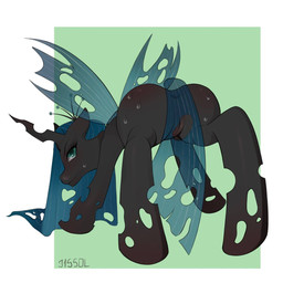 abstract_background anus ass_up black_body blue_hair blue_tail blush bodily_fluids body_blush butt butt_blush crown female feral genitals green_eyes hair headgear humanoid_genitalia humanoid_genitalia_on_feral humanoid_vulva humanoid_vulva_on_feral insect_wings looking_at_viewer looking_back looking_back_at_viewer notched_wings solo sweat sweatdrop tail vulva wings j1ss0l friendship_is_magic hasbro my_little_pony queen_chrysalis_(mlp) arthropod changeling_(mlp) 1:1 digital_media_(artwork) hi_res source_request unavailable_at_source