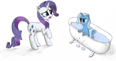 bath cutie_mark duo female feral horn quadruped tail water furor1 friendship_is_magic hasbro my_little_pony mythology rarity_(mlp) trixie_(mlp) aquatic equid equine fish mammal mythological_creature mythological_equine seahorse syngnathid syngnathiform unicorn hi_res
