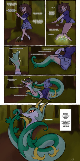 after_transformation clothed clothing dialogue evolutionary_stone female feral forced forced_transformation forest fur green_body hair human_to_feral night nude open_mouth plant serpentine solo species_transformation tail text transformation transformation_sequence tree dawnyr nintendo pokemon generation_5_pokemon human mammal pokemon_(species) reptile scalie serperior snake absurd_res comic digital_media_(artwork) english_text hi_res