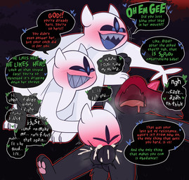 3_eyes 3_heads 3_toes anthro anthro_on_feral anthro_penetrating anthro_penetrating_feral balls balls_deep bestiality black_background black_balls black_body black_fur blue_teeth blue_tongue blush blush_lines blushing_profusely bodily_fluids cum cum_from_mouth cum_in_mouth cum_inside dialogue dominant dominant_female dominant_feral duo ejaculation feet fellatio female female_dominating_male female_feral female_penetrated feral feral_dominating_anthro feral_penetrated foot_on_wrist fur genital_fluids genitals green_text grin heart_after_text heart_symbol horn intelligence_loss leaking_cum male male/female male_on_feral male_penetrating male_penetrating_female moan multi_eye multi_head oral oral_penetration orgasm pawpads penetration penile penile_penetration penis_in_mouth pink_pawpads power_bottom quadruped red_text sex sharp_teeth simple_background smile soles speech_bubble submissive submissive_anthro submissive_male sucked_silly tail talking_feral teeth text throbbing throbbing_balls toes tongue verbal_degradation verbal_domination verbal_teasing white_body crushpepper deltarune european_mythology greek_mythology mythology undertale_(series) clover_(deltarune) ralsei boss_monster_(undertale) bovid caprine darkner felid goat hydra mammal monster 2025 digital_media_(artwork) english_text hi_res