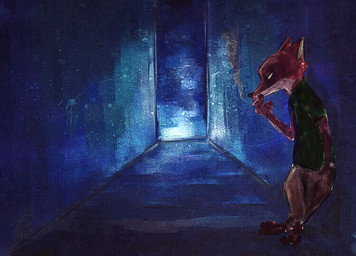 alley anthro cigarette dark fur male night si_guu_n smoke smoking solo disney zootopia nick_wilde canid canine fox mammal red_fox true_fox