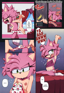 anthro bottomwear breasts childish_panties childish_underwear clothed clothing clothing_pull colored_edge_panties colored_edge_underwear female panties panties_removed panty_pull pattern_bottomwear pattern_clothing pattern_panties pattern_underwear sleeping small_breasts snoring solo topless underwear underwear_only underwear_pull undressing vaginal_discharge waking_up white_clothing white_panties white_underwear euf-dreamer sega sonic_the_hedgehog_(series) amy_rose eulipotyphlan hedgehog mammal comic digital_media_(artwork) hi_res