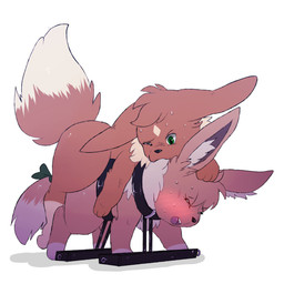 accessory all_fours bite black_nose bodily_fluids bound bow_(feature) bow_accessory bow_ribbon breeding_stand brown_body brown_fur duo female feral feral_on_feral from_behind_position fur furgonomics green_eyes intraspecies male male/female one_eye_closed open_mouth ribbons sex sweat tail tail_accessory tail_bow tail_ribbon tan_body tan_fur teeth tongue conditional_dnp erobos third-party_edit nintendo pokemon tahla_(tahla) telain eevee generation_1_pokemon pokemon_(species) 1:1 hi_res brother_(lore) brother_and_sister_(lore) incest_(lore) sibling_(lore) sister_(lore) twins_(lore)