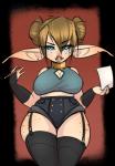 artist breasts female hair hair_bun not_furry solo thick_thighs feardakez kez elf humanoid alpha_channel