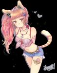 accessory alternative_fashion blush bottomwear breasts brown_eyes brown_hair cat_tail clothing female flower gyaru hair hair_accessory hairband hairpin heart_symbol himekaji j-fashion jewelry long_hair looking_at_viewer navel pink_hair plant ponytail shorts side_ponytail simple_background smile solo tattoo transparent_background meawsy princess_isabella animal_humanoid arthropod butterfly cat_humanoid domestic_cat felid felid_humanoid feline feline_humanoid felis humanoid insect lepidopteran mammal mammal_humanoid alpha_channel hi_res