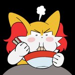 anthro blush blush_stickers bowl chopsticks container countershading eating female food fur inner_ear_fluff noodles pupils red_ear_fluff simple_background small_nose solo steam transparent_background tuft white_body white_fur white_pupils yellow_body yellow_fur oofrowdy nintendo pokemon scarlet_(oofrowdy) braixen generation_6_pokemon pokemon_(species) 1:1 2021 alpha_channel animated loop short_playtime