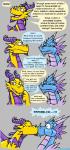 2014 activision aliasing angry blue_eyes breaking_the_fourth_wall claws comic conditional_dnp cyril_(spyro) dialogue digital_media_(artwork) dragon duo english_text european_mythology eyes_closed feral grumpyvulpix hi_res horn humor kiss_on_lips kissing looking_away male mythological_creature mythological_scalie mythology open_mouth scales scalie shocked signature simple_background spikes spyro_the_dragon surprise_kiss teeth text tongue tongue_out volteer western_dragon wings yellow_eyes