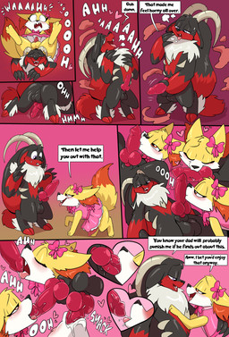 anthro balls black_body black_fur clothed clothing crossdressing dialogue duo femboy feral fur genitals group growth growth_sequence hair horn male male/male masturbation nude open_mouth oral oral_penetration penetration penile penile_masturbation penile_penetration red_body simple_background speech_bubble tail talking_to_another ten_frame_image text tongue trio tuft white_body yellow_body yellow_fur fuf nintendo palworld pocketpair pokemon bovid bovine canid canine caprine fennekin generation_6_pokemon hybrid incineram mammal pal_(species) pokemon_(species) 2025 absurd_res colored comic digital_drawing_(artwork) digital_media_(artwork) english_text hi_res multiple_scenes shaded