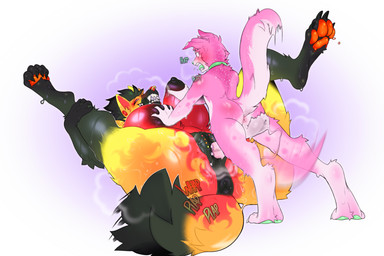 anthro anthro_on_anthro anthro_penetrated anthro_penetrating anthro_penetrating_anthro anus big_breasts black_anus black_clitoris blush breast_grab breasts clitoris duo ear_piercing erection facial_piercing fangs female female_penetrated fur gauged_ear genital_piercing genitals green_body green_fur green_hair green_tongue hair hand_on_breast huge_breasts labia_piercing larger_female larger_penetrated looking_pleasured lying male male/female male_penetrating male_penetrating_female multiple_piercings musk narrowed_eyes nose_piercing nose_ring nude on_back open_mouth open_smile orange_body orange_fur pawpads penetration penile penile_penetration penis penis_in_vagina piercing pink_anus pink_body pink_fur pink_penis plump_labia puffy_anus red_pawpads ring_piercing septum_piercing septum_ring sex sharp_teeth simple_background size_difference smaller_male smile spread_legs spreading tail tail_motion tailwag teeth tongue vaginal vaginal_penetration vulva vulva_piercing white_body white_fur yellow_body yellow_fur iamnotmetal emmett_green_(verne_nicolaio) red_(verne_nicolaio) canid canine canis domestic_dog mammal maned_wolf 3:2 absurd_res hi_res