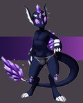 5_fingers biped black_clothing black_underwear blue_body blue_eyes bulge claws clothing crystal femboy fingers gem looking_down male membrane_(anatomy) navel panties purple_sclera quartz_(gem) simple_background solo underwear tyroo nix crystal_dragon 2018 4:5 digital_media_(artwork)