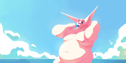 belly big_belly blue_sky cloud eating food holding_food holding_object holding_popsicle huge_belly looking_at_viewer male moobs nipples nude obese obese_humanoid obese_male open_mouth overweight overweight_humanoid overweight_male pink_body pink_ears pink_nipples pink_skin popsicle sky solo standing chocolateandmilk vincent_(chocolate-beverage) humanoid imp half-length_portrait hi_res portrait