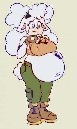 anthro bell bell_collar belly big_belly blue_eyes boots bottomwear cargo_pants clothing collar crop_top female fluffy fluffy_hair footwear fur hair hand_on_belly long_hair navel outie_navel pants pink_inner_ear pregnant pregnant_anthro pregnant_female shirt shoes simple_background solo standing topwear white_body white_fur yellow_background jest56 idw_publishing sega sonic_the_hedgehog_(comics) sonic_the_hedgehog_(idw) sonic_the_hedgehog_(series) lanolin_the_sheep_(sonic) bovid caprine mammal sheep 2023 absurd_res digital_drawing_(artwork) digital_media_(artwork) hi_res