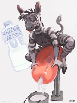 anthro blep bodily_fluids breeding_mount bucket container cum cum_collecting cum_in_bucket cum_in_container ejaculation eyes_closed featureless_chest genital_fluids genitals hooves male nude_anthro nude_male penetrable_sex_toy penis penis_in_sex_toy sex_toy simple_background solo tongue tongue_out white_background 7b7a2f equid equine mammal zebra absurd_res hi_res