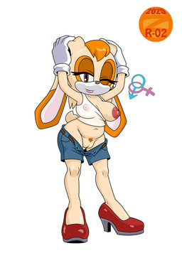 anthro areola big_breasts biped bottomwear bottomwear_down breasts clothed clothing dipstick_ears ear_markings female female_symbol floppy_ears footwear front_view gender_symbol genitals gloves hair handwear high_heels looking_at_viewer male_symbol markings mature_female mostly_nude mouth_closed multicolored_ears navel nipple_outline nipples one_breast_out one_eye_closed open_bottomwear open_clothing open_shorts orange_hair orange_markings partially_clothed pubes scut_tail shirt shoes short_hair short_tail shorts shorts_down simple_background solo standing symbol tail tan_body tank_top topwear vulva white_background white_clothing white_gloves white_handwear white_shirt white_tank_top white_topwear wink winking_at_viewer zeta_r-02 sega sonic_the_hedgehog_(series) vanilla_the_rabbit lagomorph leporid mammal rabbit 2025 hi_res