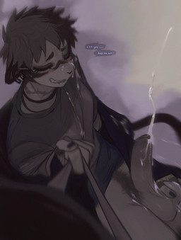 alternative_fashion anthro ball_fondling balls blush bodily_fluids breasts clothing cum cum_on_face cumshot ejaculation emo eyes_closed fondling genital_fluids genitals gynomorph gynomorph_anthro humanoid_genitalia humanoid_penis intersex intersex_anthro kneading masturbation penis pubes purple_background shirt simple_background sitting small_breasts solo tan_background topwear ghostekey nao_(ghostekey) mammal mustelid musteline stoat true_musteline weasel hi_res trans_(lore) trans_man_(lore)