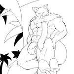 anthro barazoku bikini_thong clothing dessert first_person_view food ice_cream looking_at_viewer male outside solo swimwear thong underwear alex_kitsune dragon_ball dragon_ball_super bergamo canid canine canis mammal wolf 1:1 absurd_res hi_res monochrome