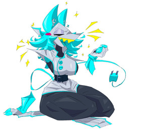 anthro big_breasts blue_hair blue_tail breasts claws clothed clothing curvy_figure dress eyes_closed female hair hourglass_figure huge_hips huge_thighs machine muscular muscular_thighs open_mouth open_smile sharp_teeth side_boob simple_background small_waist smile solo tail teeth thick_thighs wide_hipped_anthro wide_hipped_female wide_hips yellow_teeth xexeezy deltarune undertale_(series) tasque_manager darkner felid mammal robot robot_anthro hi_res unavailable_at_source