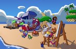 anthro beach chaos_cola female grill group male painting reading_newspaper sand sea water autenticovadito sega sonic_the_hedgehog_(series) amy_rose big_the_cat cheese_the_chao chocola_the_chao cream_the_rabbit froggy_(sonic) amphibian chao_(sonic) domestic_cat eulipotyphlan felid feline felis fish frog hedgehog humanoid lagomorph leporid mammal marine rabbit absurd_res digital_media_(artwork) hi_res