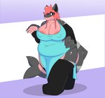 anthro arm_warmers armwear belly belly_overhang big_belly big_breasts big_butt big_tail blush breasts butt clothed clothing dress erect_nipples eyelashes female glistening glistening_body hair half-closed_eyes hand_on_hip happy huge_breasts huge_tail huge_thighs legwear long_hair looking_at_viewer markings mature_female narrowed_eyes nipple_outline nipples oblivious overweight overweight_anthro overweight_female pantsless raised_hand shark_fin shark_tail solo stretched_clothing tail thick_tail thick_thighs thigh_highs three-quarter_view tight_clothing tight_fit walking wave wide_hips sugar_but_nsfw amanda_(sugar_but_nsfw) fish marine shark absurd_res digital_drawing_(artwork) digital_media_(artwork) hi_res shaded