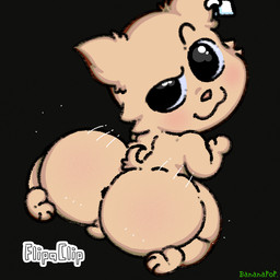 all_fours anthro anus balls bedroom_eyes big_butt black_background black_eyes brown_body brown_ears brown_fur brown_nose brown_tail butt ear_piercing ear_ring eyebrows fur genitals high-angle_view looking_back male narrowed_eyes nude one_eye_half-closed penis piercing raised_eyebrow rear_view ring_piercing seductive short_tail simple_background small_balls small_penis smile solo tail text thick_thighs three-quarter_view twerking young bananapop garn47 car_(garn47) domestic_cat felid feline felis mammal 1:1 2025 2d_animation animated artist_name digital_media_(artwork) flipaclip_(artwork) loop