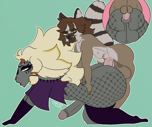 alternative_fashion anal anal_penetration anthro anus armwear backsack balls big_balls big_penis blonde_hair blue_eyes bodily_fluids brown_body brown_fur brown_hair butt clothing cum cum_in_ass cum_inside duo ear_piercing ear_ring eyeshadow fishnet_armwear fishnet_clothing fishnet_legwear fur genital_fluids genitals goth green_eyes grey_body grey_fur hair heart_eyes heart_symbol huge_balls huge_penis hyper hyper_balls hyper_genitalia hyper_penis legwear lipstick long_ears looking_pleasured makeup male male/male penetration penis piercing puffy_anus ring_piercing stockings thigh_highs yellow_sclera jadetanuki nintendo tears_of_the_kingdom the_legend_of_zelda rauru_(tears_of_the_kingdom) bovid caprine goat lagomorph lemur leporid mammal primate rabbit strepsirrhine zonai hi_res