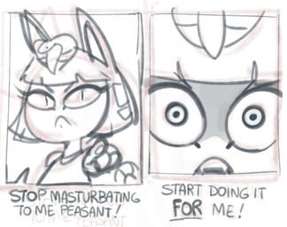 angry anthro assertive_female bangs bob_cut dialogue female gesture hand_gesture humor masturbation_request pointing pointing_at_viewer solo talking_to_viewer text two_panel_image uraeus wide_eyed dbaru third-party_edit animal_crossing nintendo ankha_(animal_crossing) domestic_cat felid feline felis mammal 2021 comic digital_media_(artwork) english_text hi_res monochrome sketch