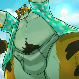 aloha_shirt anthro briefs clothing male orange_body pattern_clothing pattern_shirt pattern_topwear pubes shirt solo text tighty_whities topwear underwear white_briefs white_clothing white_underwear toichibear animal_crossing nintendo rowan_(animal_crossing) felid mammal pantherine tiger 1:1 absurd_res english_text hi_res