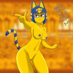 blue_hair blue_nipples bob_cut breasts female fur genitals gesture glare hair hand_gesture nipples nude pointing pussy solo uraeus yellow_body yellow_fur vinity animal_crossing ankha_zone nintendo ankha_(animal_crossing) domestic_cat felid feline felis mammal 1:1 absurd_res hi_res