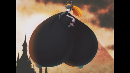 areola big_areola big_breasts big_butt big_nipples black_body black_border black_ears black_skin blue_areola blue_body blue_markings blue_nipples blue_skin border breast_squish breasts butt castle cloud fangs female floating fused_shadow grey_helmet hair hand_on_breast hand_on_own_breast hanging_breasts huge_areola huge_breasts huge_butt huge_nipples humanoid_pointy_ears hyper hyper_areola hyper_breasts hyper_nipples looking_at_viewer looking_back looking_back_at_viewer markings motion_lines multicolored_body nipples not_furry open_mouth open_smile orange_hair orange_sky outside pink_tongue pointy_ears rear_view red_eyes red_mouth sharp_teeth short_stack sky smile smiling_at_viewer solo squish teeth thick_thighs tongue two_tone_body yellow_sclera goblinhordestudios nintendo the_legend_of_zelda twilight_princess midna humanoid imp twili 16:9 2025 4k absurd_res colored digital_media_(artwork) hi_res shaded widescreen