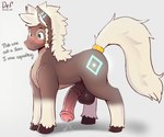 alternate_species animal_genitalia animal_penis balls big_balls big_penis blush brown_body brown_fur cutie_mark dialogue equine_genitalia equine_penis feral feralized fur genitals hair hooves male male_feral penis quadruped simple_background solo standing text white_hair nsfw_def hasbro my_little_pony eloy_(nsfw_def) equid equine horse mammal pony 6:5 absurd_res english_text hi_res