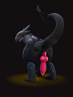 4_fingers animal_genitalia anthro anthrofied anus bent_over black_body claws fingers genital_slit genitals gums gums_(mouth) knot knotted_penis male penis presenting proud sanding solo tail tongue toothless_mouth quanlain dreamworks european_mythology how_to_train_your_dragon mythology toothless dragon fury_(httyd) humanoid mythological_creature mythological_scalie night_fury scalie western_dragon 3:4 3d_(artwork) 3d_animation animated digital_media_(artwork)