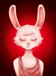 3_eyes anthro big_ears blood blush bodily_fluids clothing crying_blood eye_of_horus eyes_closed female flat_chested freckles fur looking_at_viewer multi_eye ouch red_eyes solo white_body white_fur thiefofstarz ruby_quest ruby_(rq) lagomorph leporid mammal rabbit animated short_playtime