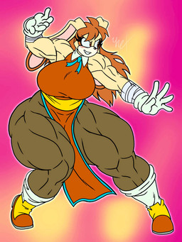 aged_up anthro asian_clothing big_breasts breasts brown_eyes chinese_clothing chinese_dress clothed clothing cosplay dress east_asian_clothing female fully_clothed muscular solo toned_thighs unrealexpectation sega sonic_the_hedgehog_(series) cream_the_rabbit lagomorph leporid mammal rabbit 3:4