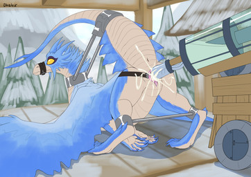anus artificial_insemination bdsm blue_body blue_scales bodily_fluids bondage bound claws container cum cum_in_container cum_in_vagina cum_inside cum_string dildo female feral forced genital_fluids genitals horn machine muzzle_(object) muzzled restrained restraints scales sex_toy snow solo spread_vulva spreader_bar spreading surprised tail vulva wings dhalek capcom monster_hunter mythology dragon elder_dragon mythological_creature mythological_scalie scalie velkhana absurd_res digital_media_(artwork) hi_res
